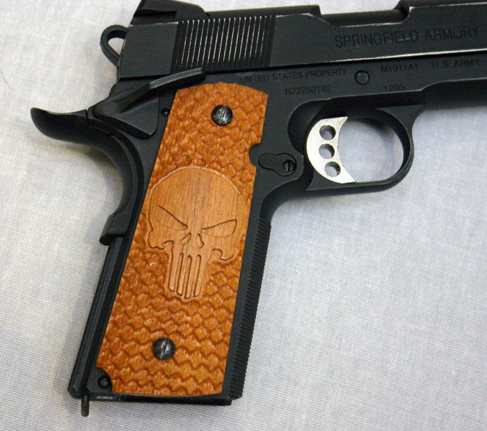 1911 Real Wood Grips with Skull Designs Popular Airsoft To