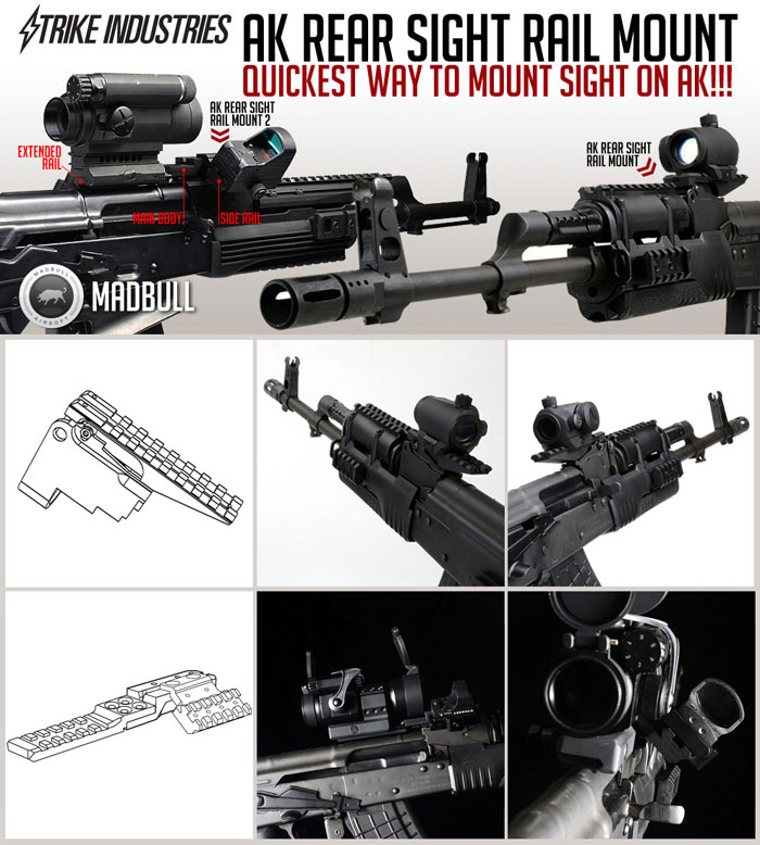 MadBull "AK Rear Sight Rail Mounts" Popular Airsoft To The