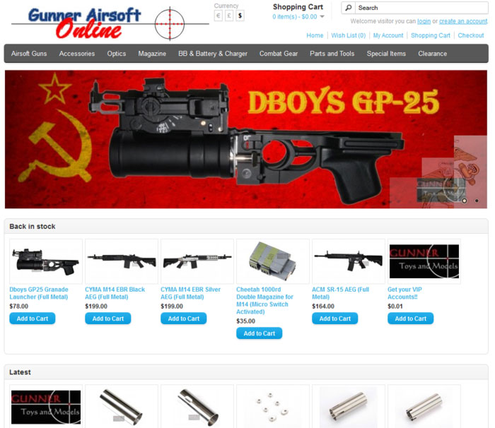 New Gunner Airsoft Online Store Launched Popular Airsoft