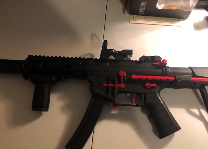 SOS Airsoft King Arms PDW 9mm SBR Silenced Red M-Lok Version
