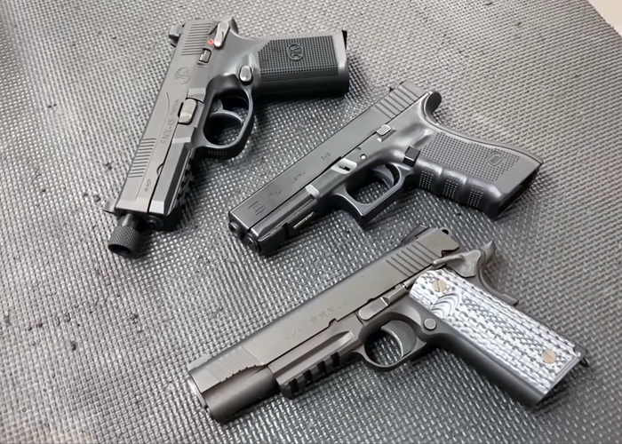 Target-1 Tokyo Marui FNX-45 Black, Glock 17 Gen4 & M45A1 Performance Comparison
