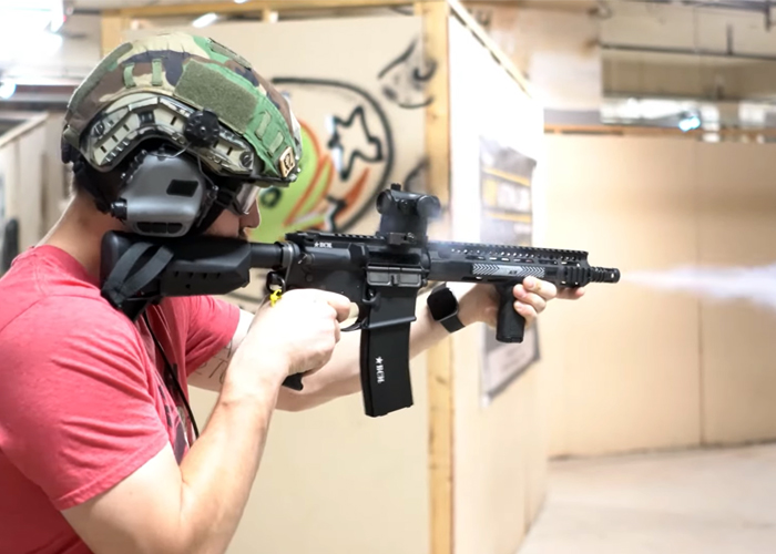 Talon Meyer On The BCM Air MCMR Gas Blowback Rifle
