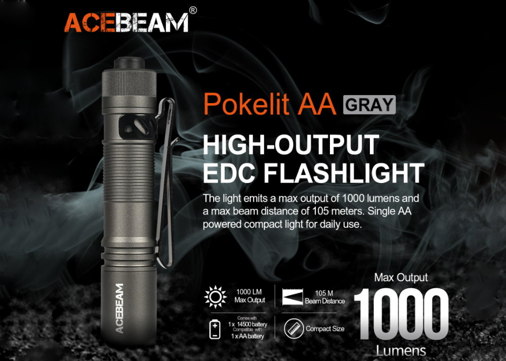 Acebeam Pokelit AA GRAY EDC Flashlight