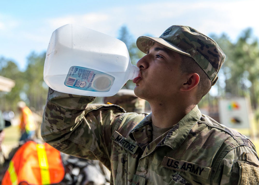 US Army Soldier Drinking Water