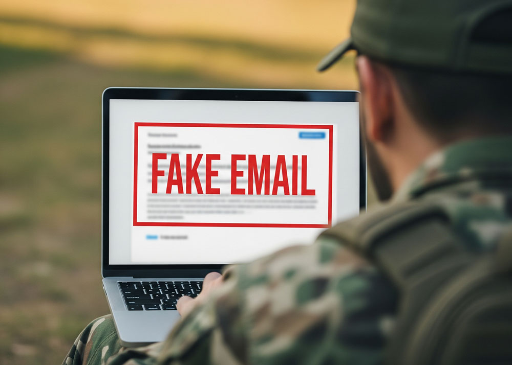 Airsoft Player Reading Fake Email