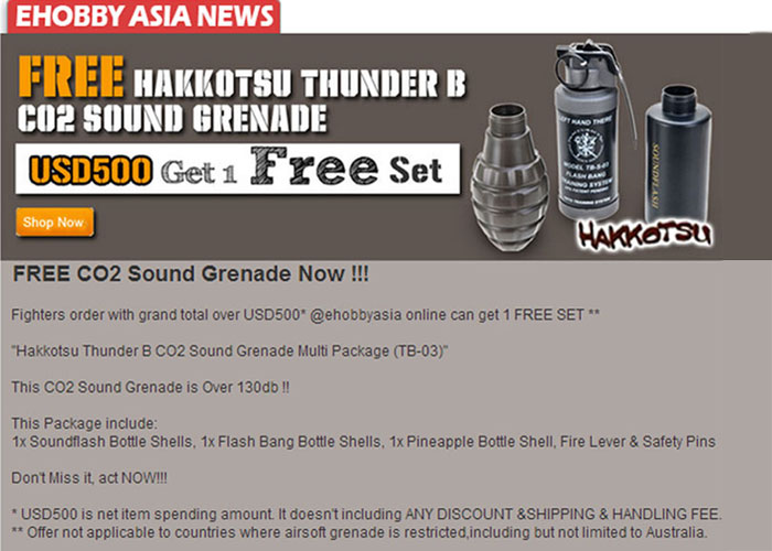 FREE Thunder B CO2 Sound Grenade Set Popular Airsoft To The