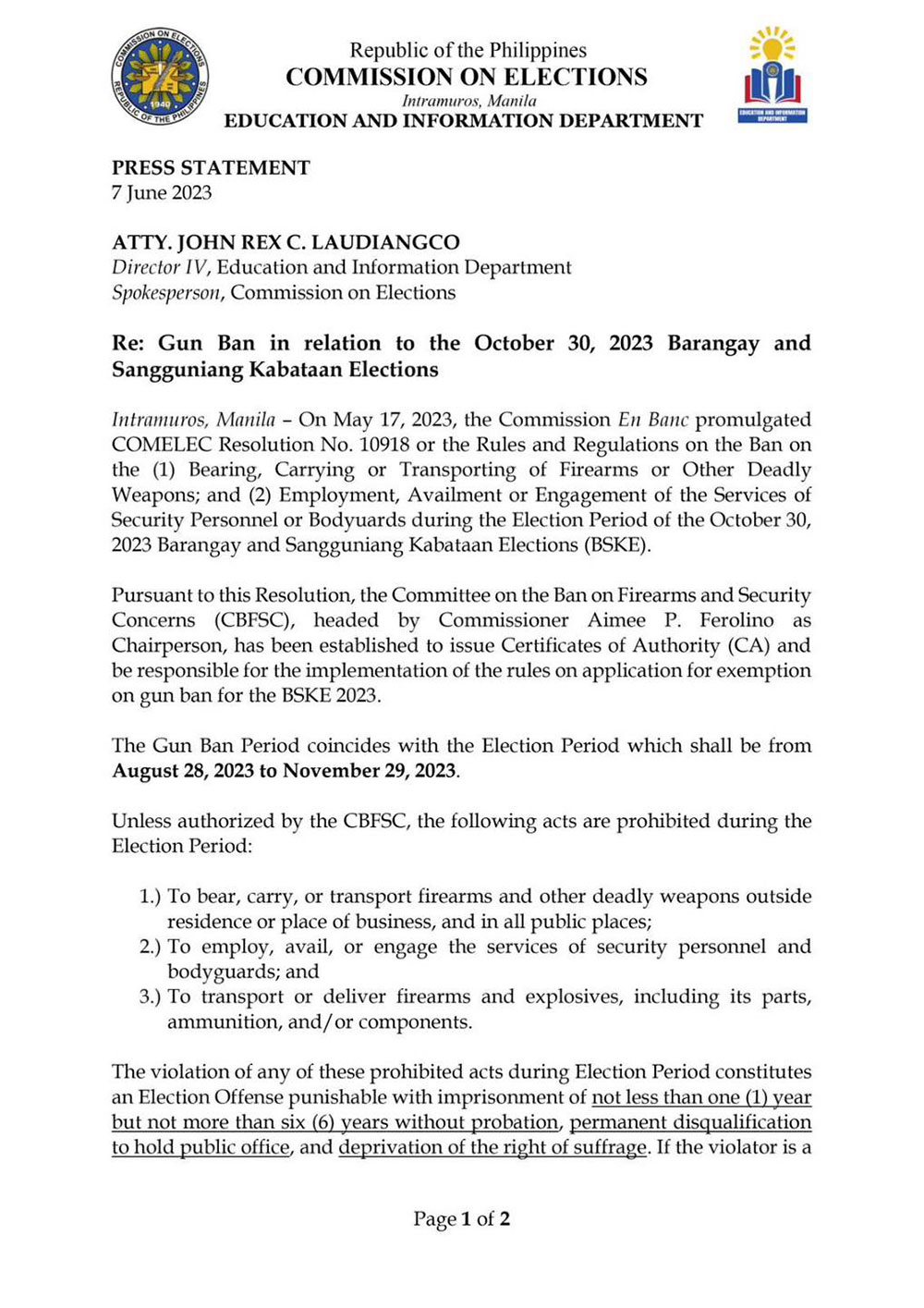 2023 Philippine Elections Gun (& Airsoft) Ban To Take Effect On 28 August Popular Airsoft