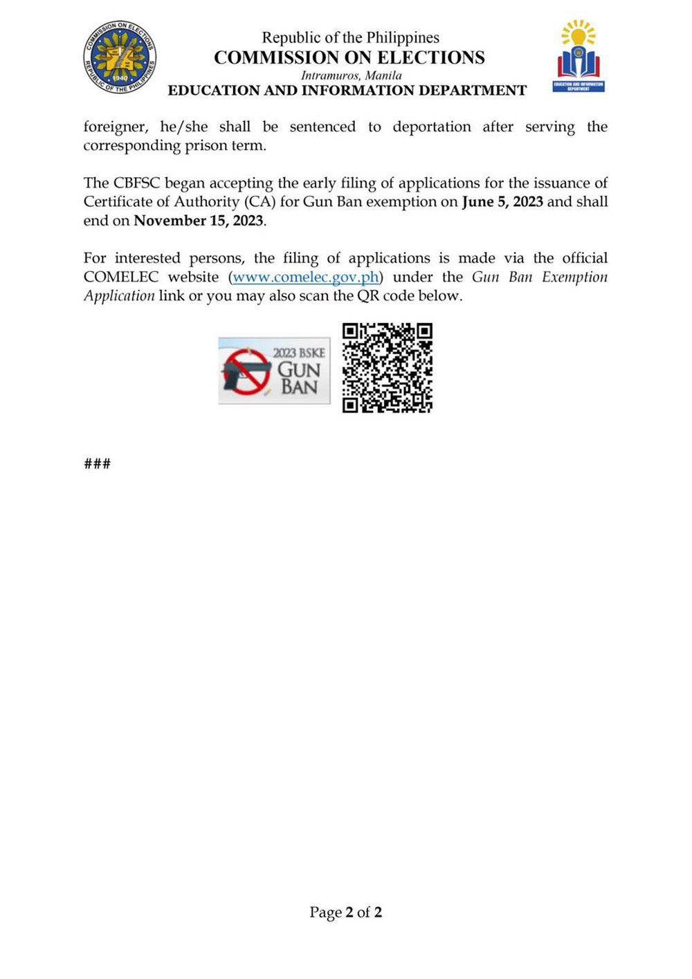 2023 Philippine Elections Gun (& Airsoft) Ban To Take Effect On 28