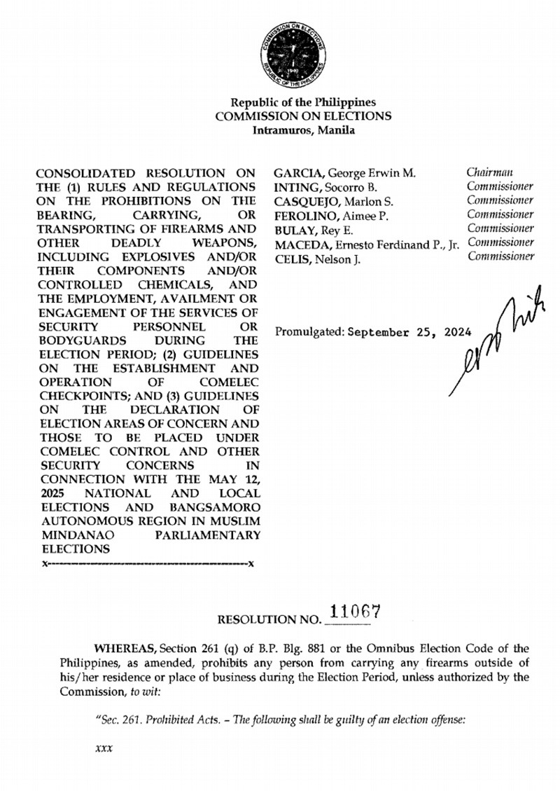 Comelec Resolution No. 11067 02