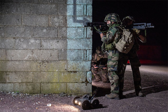 French Army Exercise With Robot