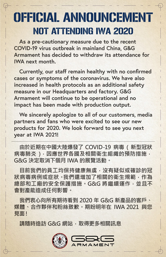 G&G IWA Outdoor Classics 2020 Statement