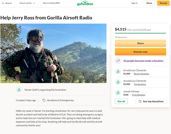 Fundraiser For Jerry “Beast” Ross Of Gorilla Airsoft Radio