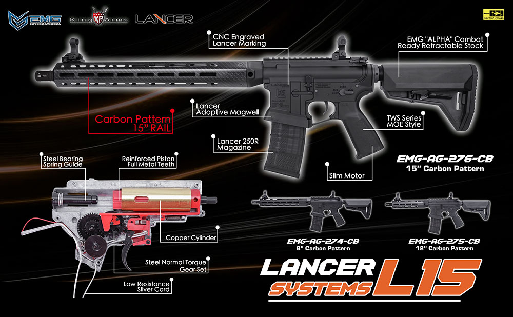 King Arms EMG Lancer Systems Licensed L15 Defense AEG 06
