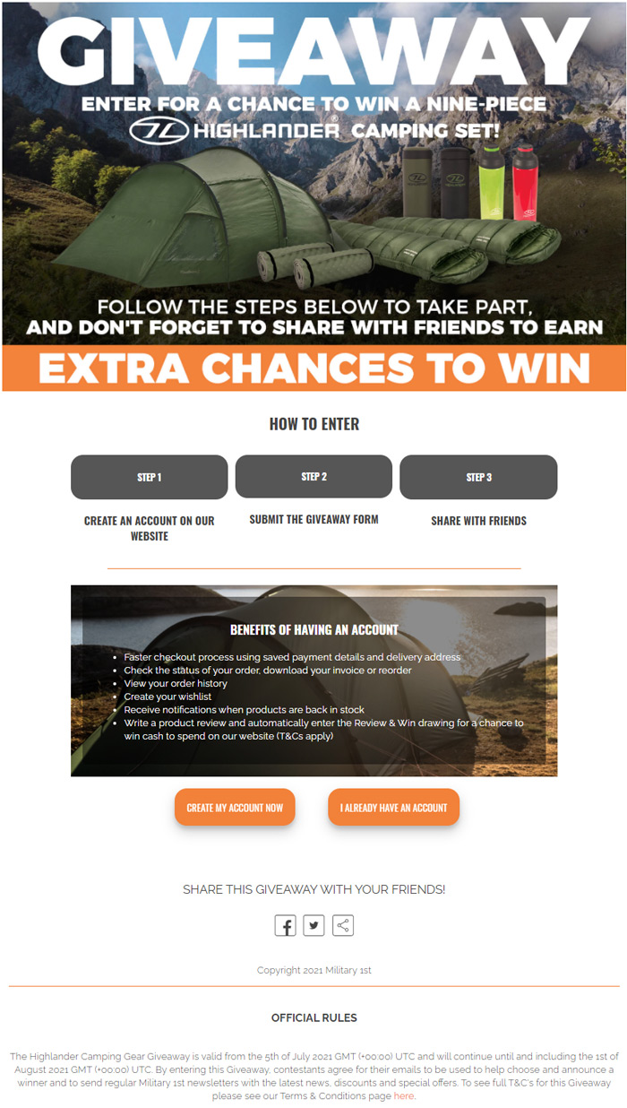 Military 1st Highlander Camping Gear Giveaway 02